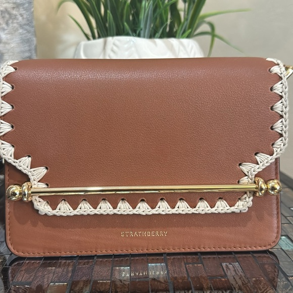 Strathberry Mini East/West Crochet Stitch Leather Shoulder Bag - Picture 4 of 13